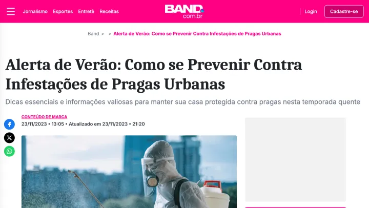 Band Vale — Alerta de Verão: como se prevenir contra infestações de pragas urbanas